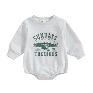 Baby Boy Girl Game Day Football Outfit Sundays Are for the Birds Sweatshirt Romper Oversized Bubble Romper Bodysuit 0-18 Months