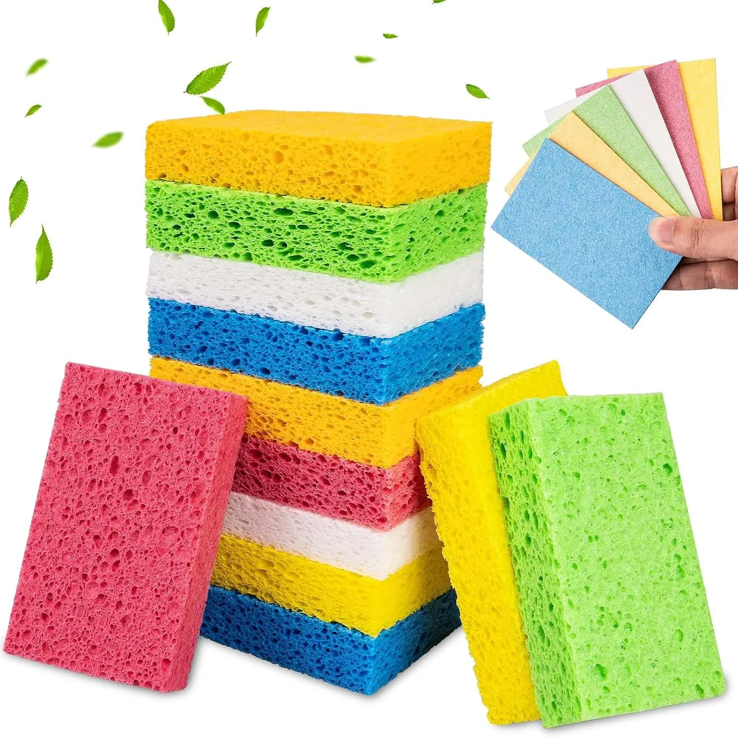 12 count Kitchen Sponges,  Compressed Cellulose Sponges, Non-Scratch  Sponges for Kitchen Dish Washing, Scrub Sponge for Cleaning, Bathroom, , Cut-Outs DIY