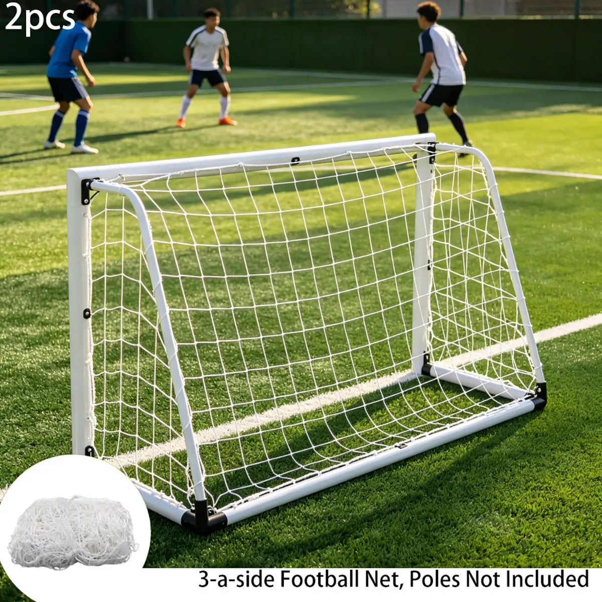Football Net Set, Pe Material, Standard 3v3 Training Net, No Support Frame, Football Training Replacement Net, Includes Carry Bag