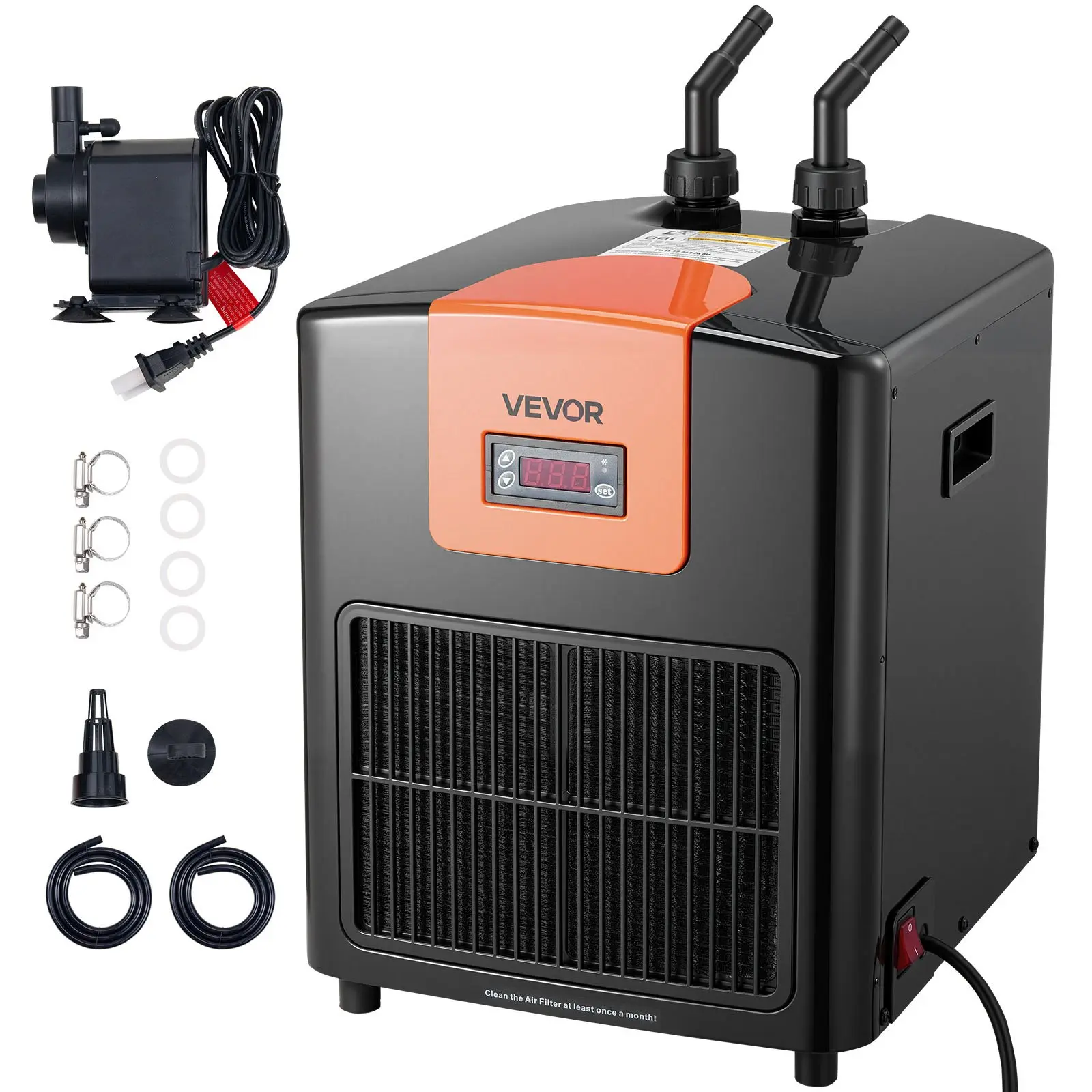 VEVOR 1/4 HP Aquarium Chiller for 92 Gal Tanks, Hydroponics Use, Fast Cooling with Quiet Refrigeration Compressor, Titanium Evaporator & Complete Fittings,sohochic