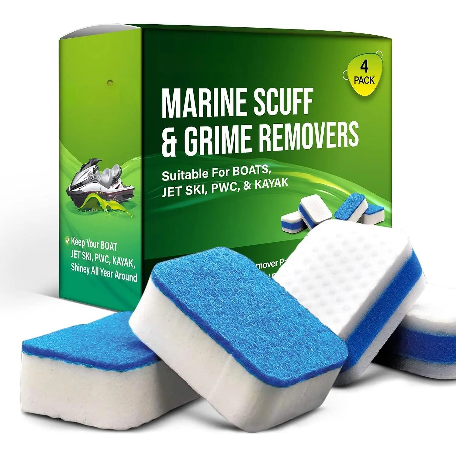 Marine Scuff Erasers | Magic Sponge Pads for  | Effectively Remove Dirt, , Grime |  Boat Accessories, Boat Accessories & Boating Essentials | Boat Cleaning Supplies