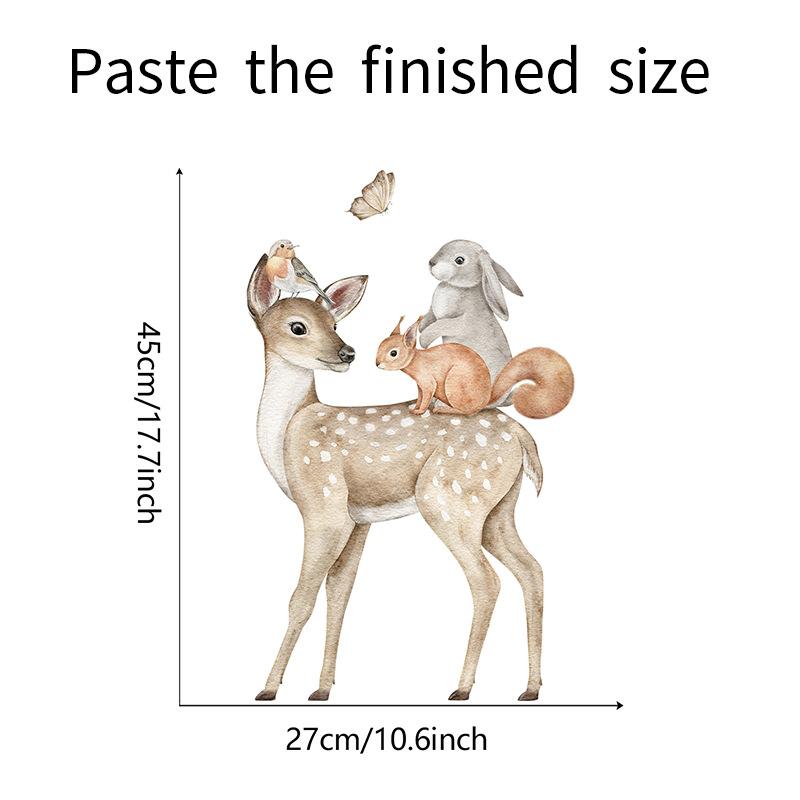 Cartoon Animal Sika Deer Fox Rabbit Children's Room Kindergarten Background Decorative Wall Stickers Room Decoration