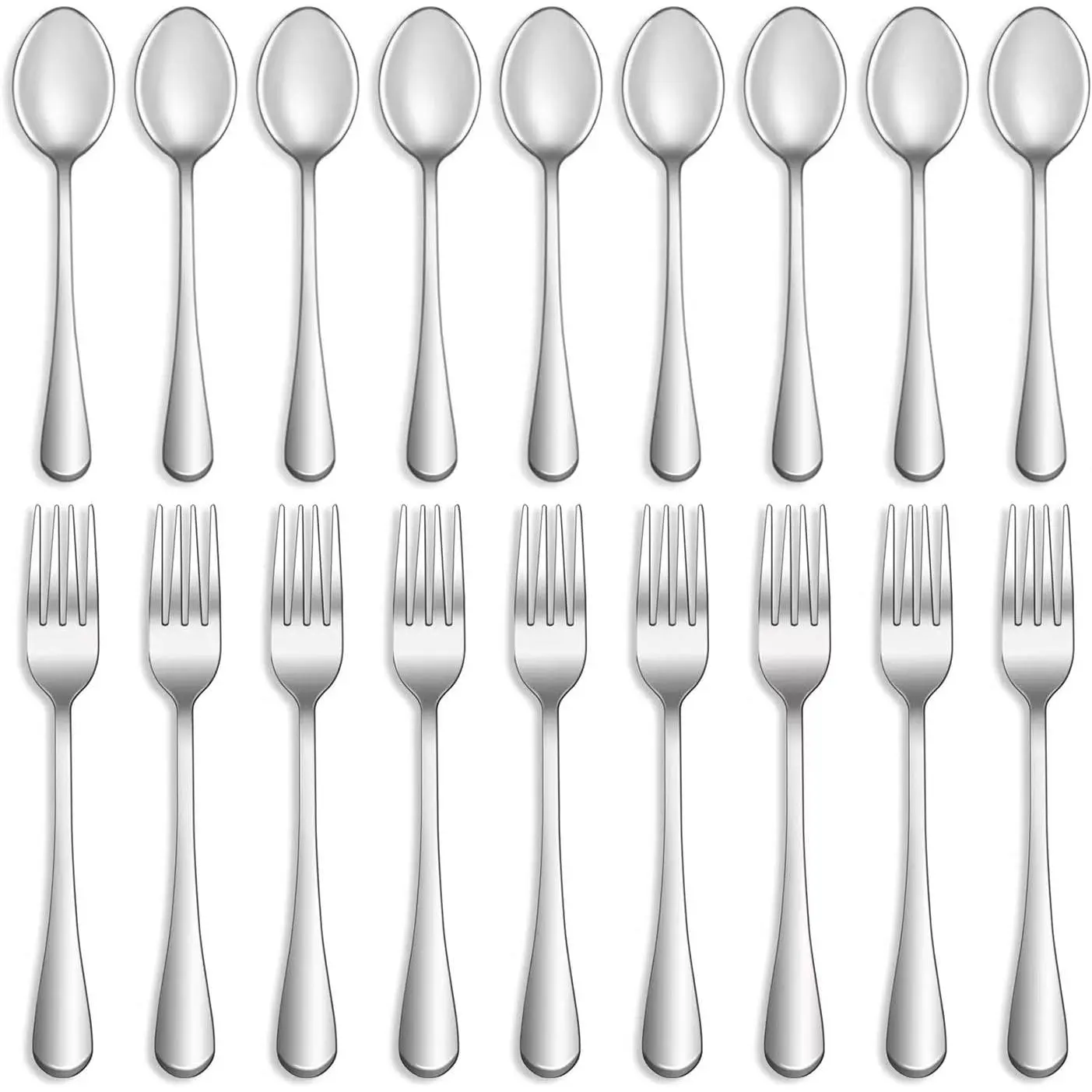 16 count Forks and Spoons Silverware Set, Grade Stainless Steel Flatware Cutlery Set for ,Kitchen and Restaurant,Mirror Polished,Dishwasher Safe - 8 Dinner Fork(8 inch) and 8 Teaspoon(6.5 inch)