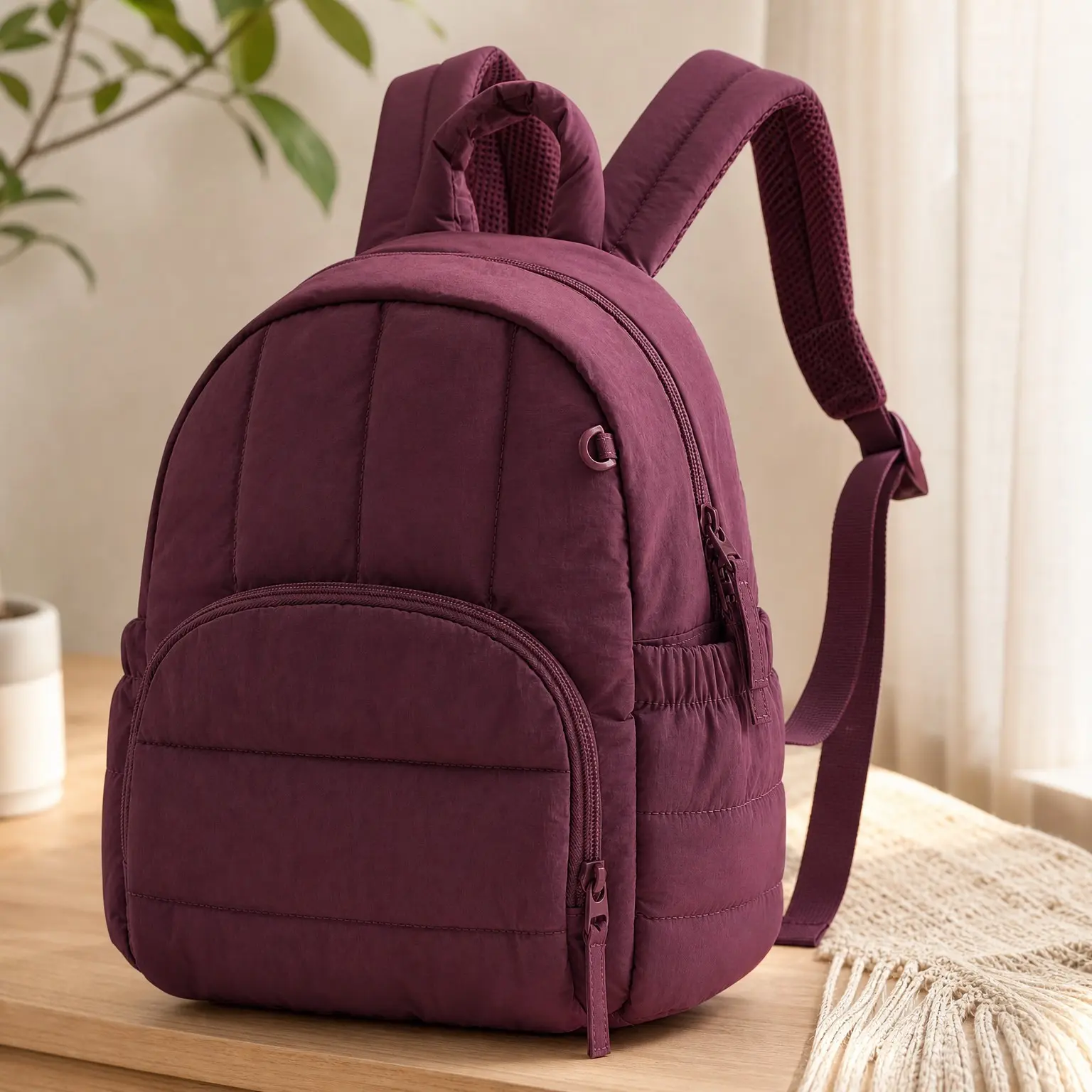 Women's Lightweight Quilted Mini Backpack Purse, Water-Resistant Puffer Daypack with Anti-Theft Pocket for Daily WorkGift