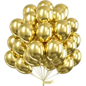 Gold Balloons 100pcs 12 Inch Gold Latex Helium Balloons for Birthday Wedding Anniversary Shower Graduation Bachelorette Retirement Engagement Tea Casino Disco Party Decorations Gold-G101