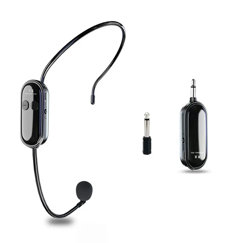 Wireless Headset Microphone Set, 2.4g Wireless Receiver and Transmitter, Rechargeable Mic, Ideal for Voice Amplifiers, Stage Speakers, Teaching