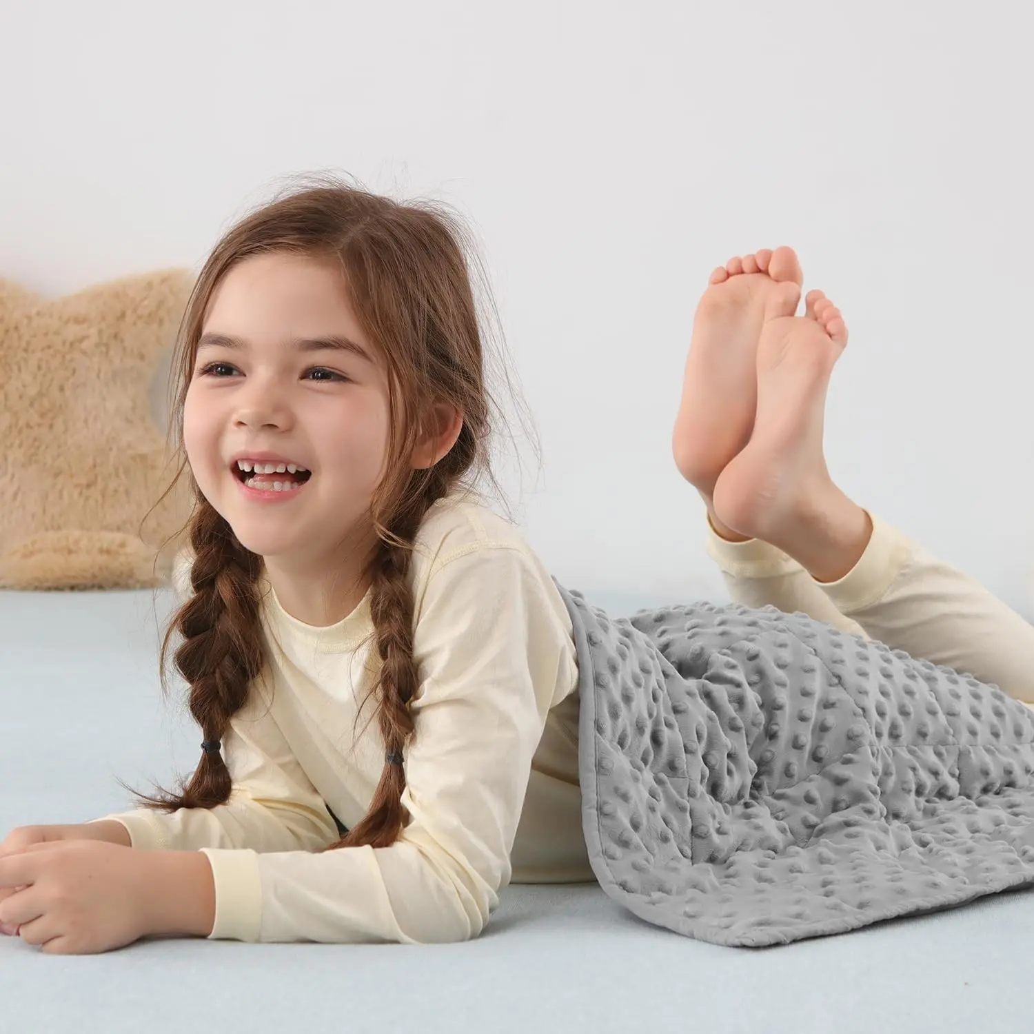 Weighted Lap Blanket for Sleeping, 2lbs 20 x 30 inches | Cooling Soft Minky Breathable; Calm and Nap; Filled With Glass Beads; Small Weighted Lap Pad for School and Home; GreyGift
