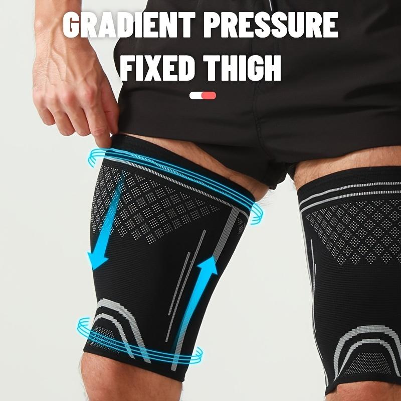1pc Thigh& Hamstring Compression Sleeves with Non-Slip Straps for Running & Sports,Pull-On Design for Men & Women,Ergonomic Fit for Running, Sports,Basketball, Soccer, Cycling & Fitness,High Support Brace, Workout Accessories,Sports Compres