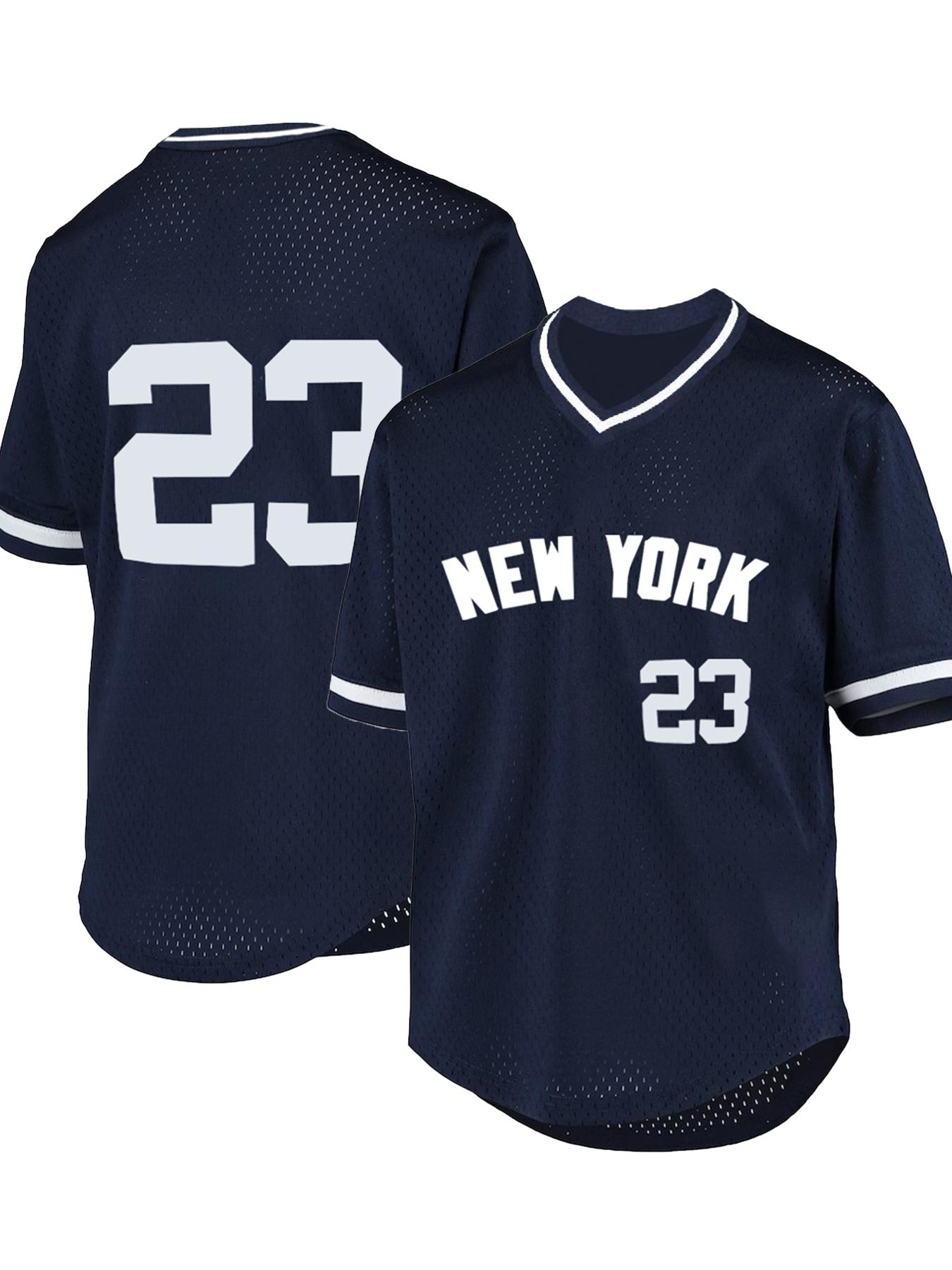 Men's Letter & Number Embroidery Striped Trim Baseball Jersey, Breathable V Neck Short Sleeve Top for Training & Competition, Baseball Clothing for Men