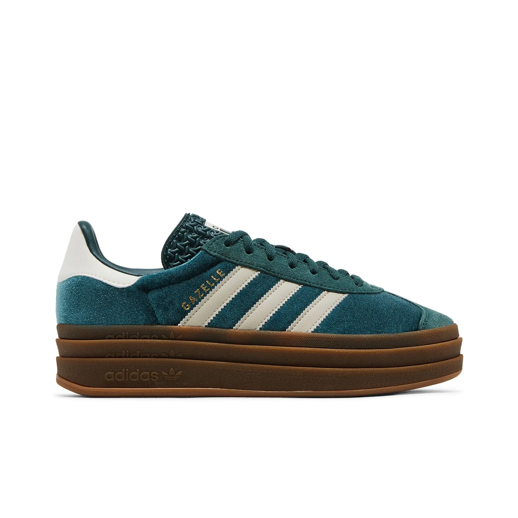 adidas Womens Gazelle Bold 'Mineral Green Velvet' (women's sizes) Mineral Green/Putty Grey/Mineral Green sneakers IG4391