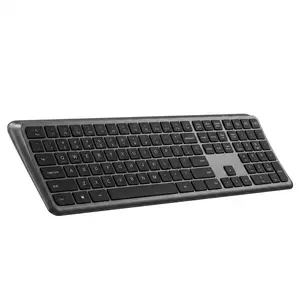 Ergonomic Wireless Keyboard, Dual Mode Full Size, Rechargeable Bluetooth-compatible, Curved Design, Numeric Keypad, Desktop Computer Compatible