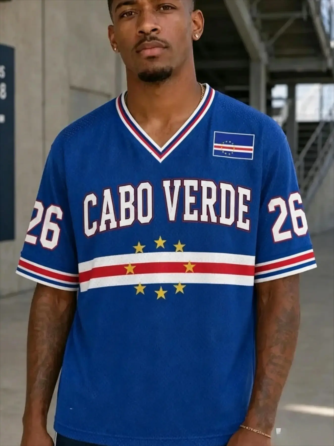 2026 Summer Unisex Cape Verde Flag 3D Print Short Sleeve Round Neck T-Shirt, Breathable Football Tee for Family Gatherings