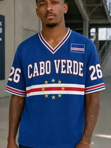 2026 Summer Unisex Cape Verde Flag 3D Print Short Sleeve Round Neck T-Shirt, Breathable Football Tee for Family Gatherings