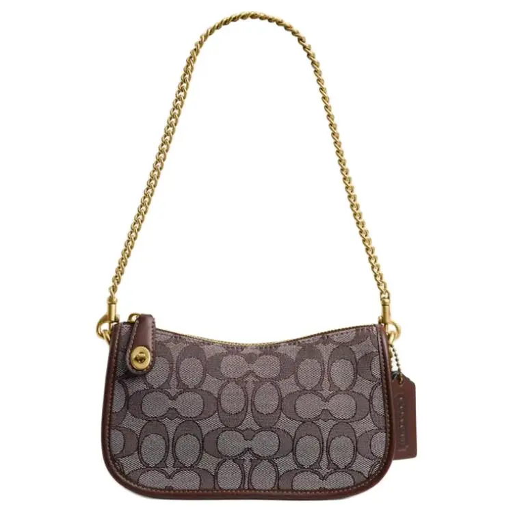 COACH Swinger 20 Handbag for Women – Classic Print, Recycled Cotton, Crossbody/Shoulder Bag, Brown