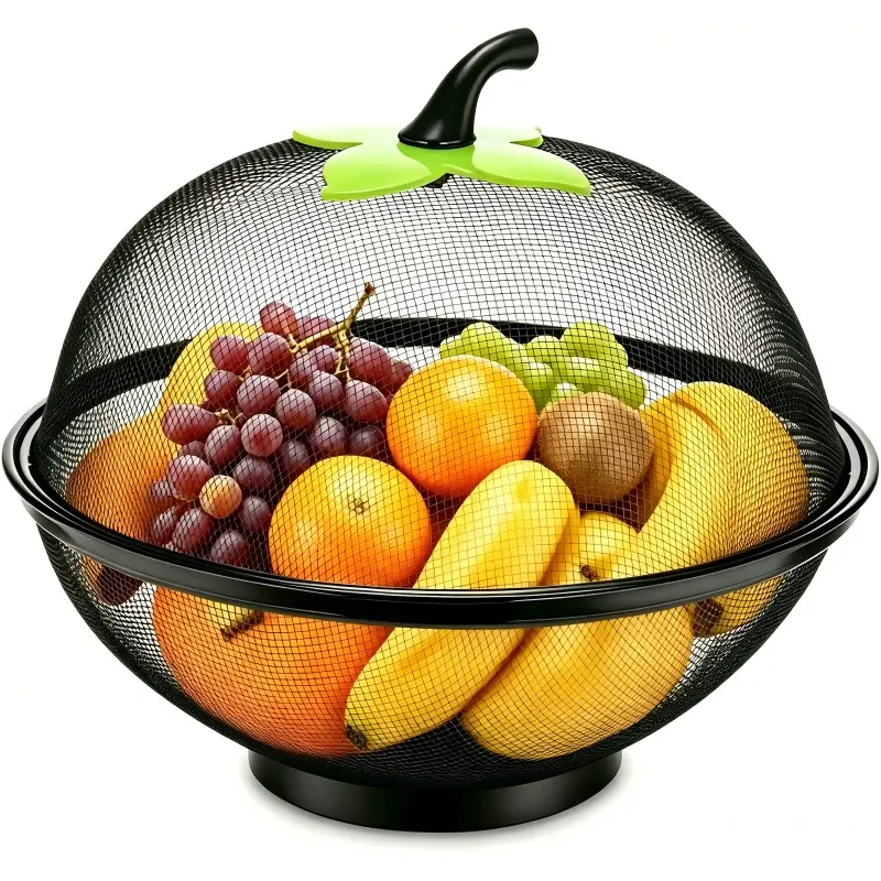 Apple Shape Fruit Basket with Mesh Cover, Reusable Kitchen Organizer, Storage Basket, Ventilated Hangable Hanging Hole, Ideal for Fruits Vegetables Camping Christmas Decor