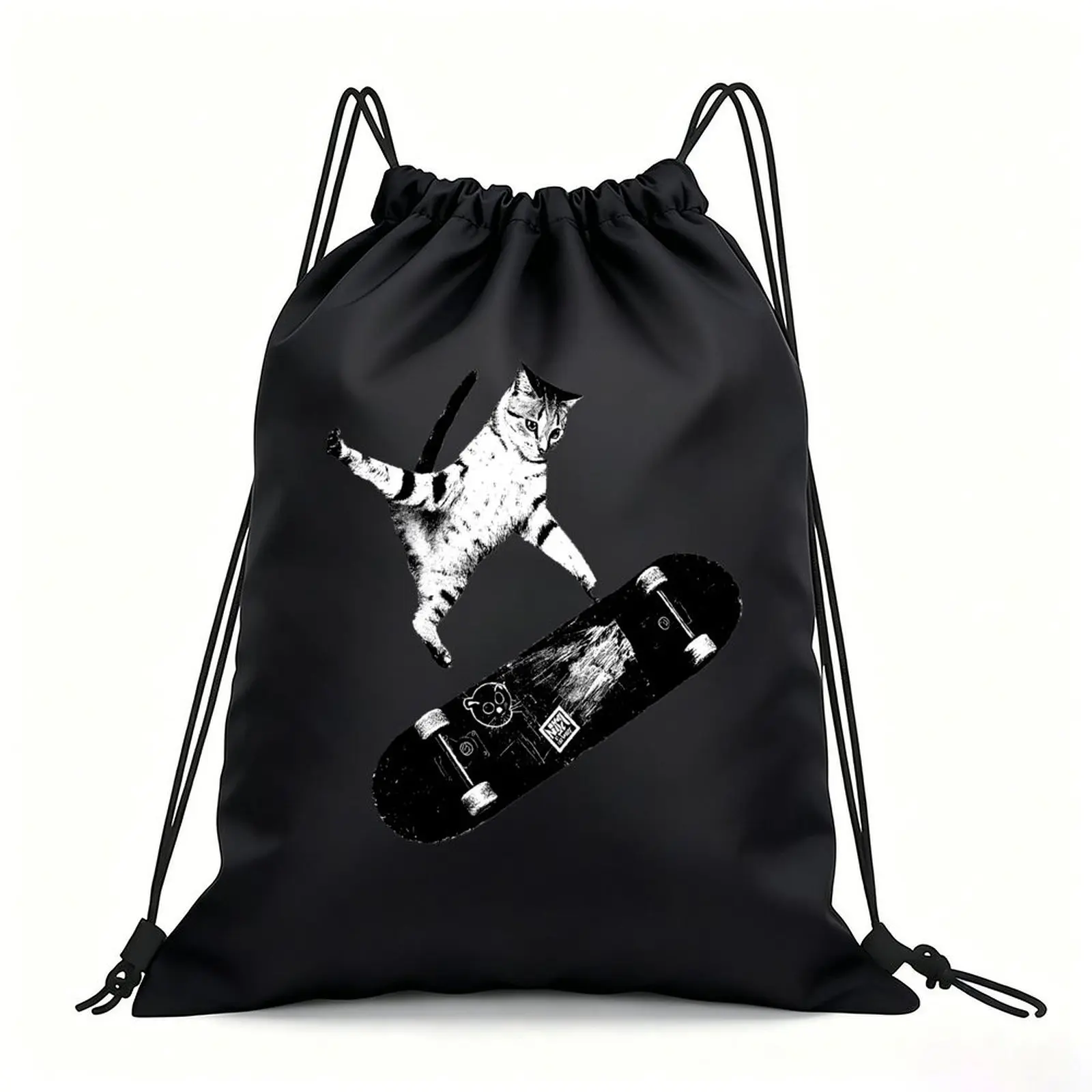 Portable Drawstring Sack Bag with Custom Graphic Print, Waterproof Polyester String Backpack for Gym Workout Swimming Hiking