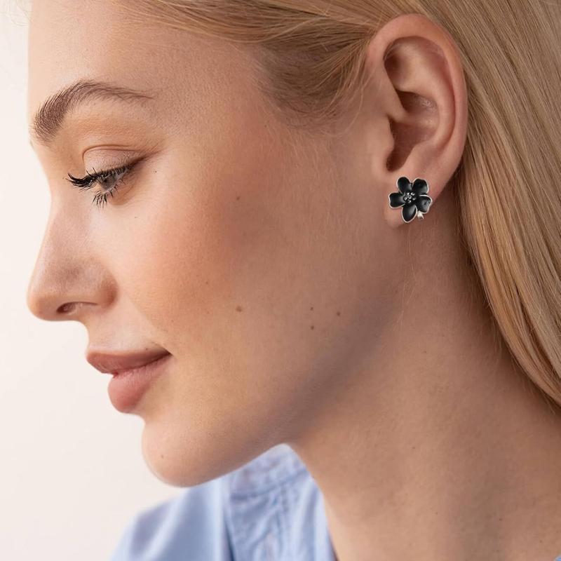 THUNARAZ 12 Pairs Retro Shining Ear Clips for Women Sparkling Crystal Clip Earrings Non Piercing Jewelry CZ Cute Butterfly Flower Pearl Clip on Stud Earrings Non Tarnish Jewelry Floral Men's Earrings Stack Goth Accessories for Christmas Gift