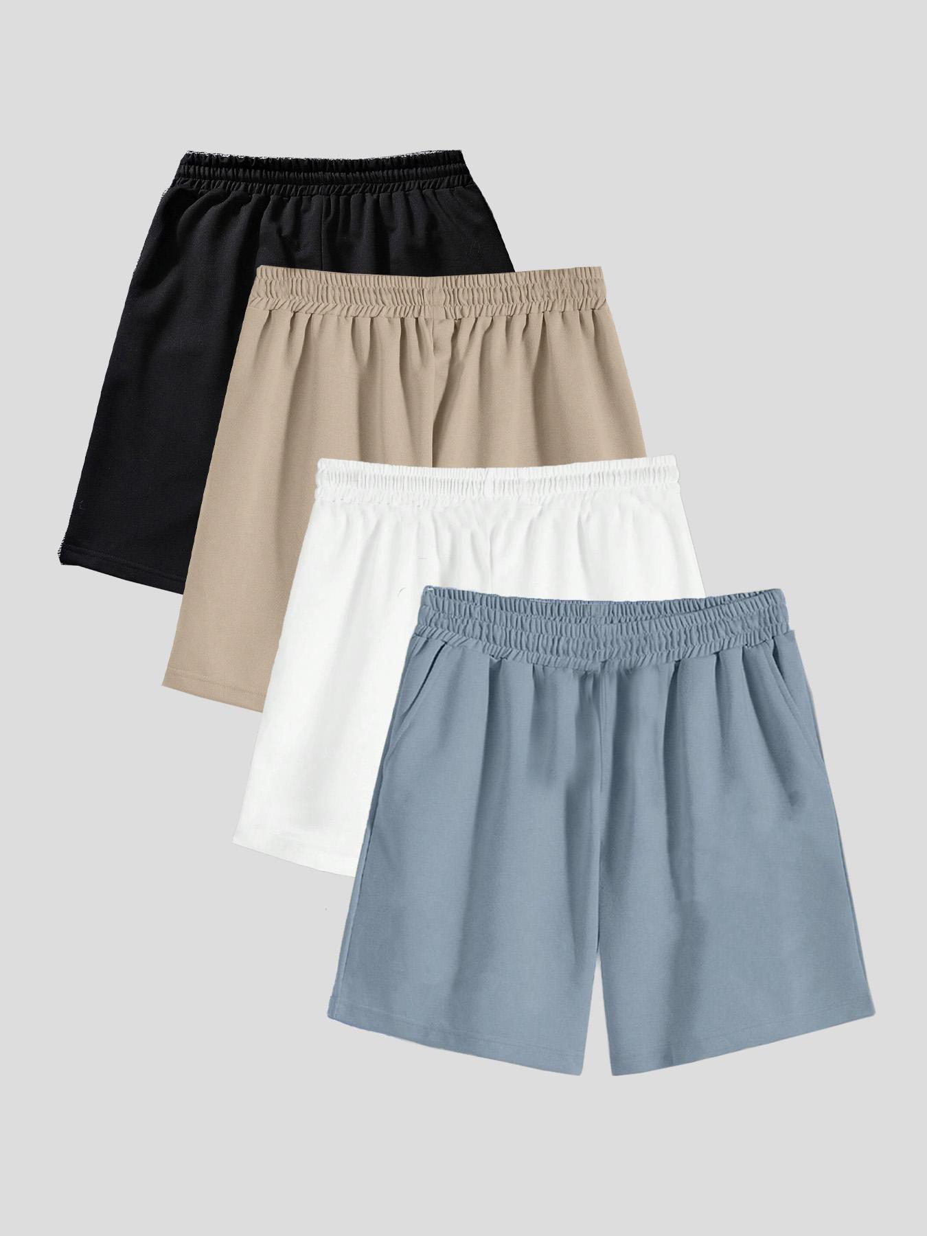 Men's Solid Drawstring Waist Pocket Sleep Shorts, Regular Fit Casual Comfy Pajama Shorts for Summer, Men's Loungewear for Daily Home Wear