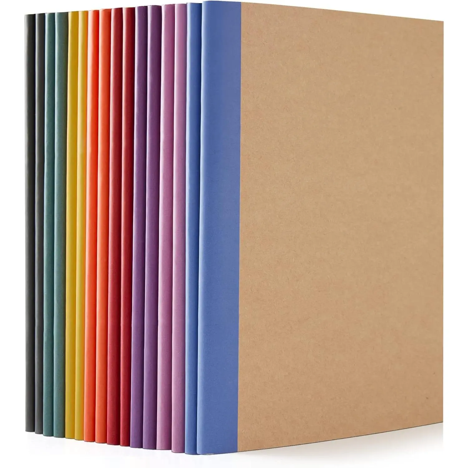 16 Pack Composition Notebooks Bulk,  Cover Lined Blank College Ruled Composition Travel Journals with Jewel Tone Spines For Women Students, 60 Pages, 8.3”x 5.5”, A5, 8  Colors