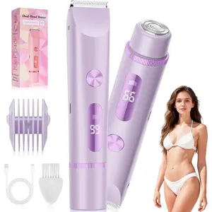 Electric Bikini Trimmer for Women, 2-in-1 Electric Shaver & Facial Epilator - Waterproof Painless Razor for Body, Legs & Underarms