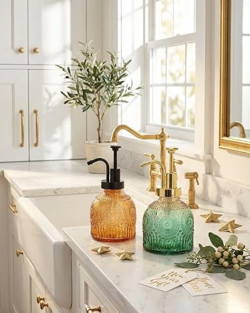 Apothecary Jars Bathroom Vanity Storage Organizer Set -Countertop Canister Plastic Acrylic Jar - Farmhouse Decor Qtip Holder for Cotton Swabs,Makeup Sponges,Flossers,Paper Clips -Black(2)