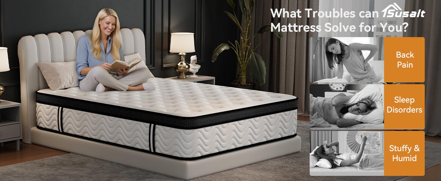 Queen Mattress 12 Inch, Queen Size Memory Foam Mattress in a Box, Hybrid mattresses with Independent Pocket Coils for Motion Isolation & Silent Sleep, Medium Firm,CertiPUR-US,100 Nights Trial