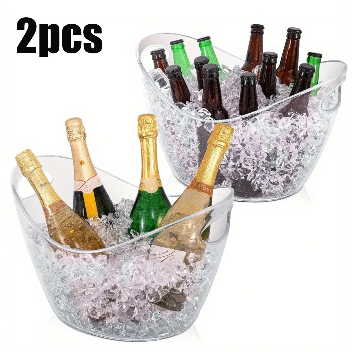 1.06 Gallon Plastic Ice Bucket with Handle, Durable Portable Champagne Wine Cooler, Bar Decor, Party Accessory, Home Entertainment Essential