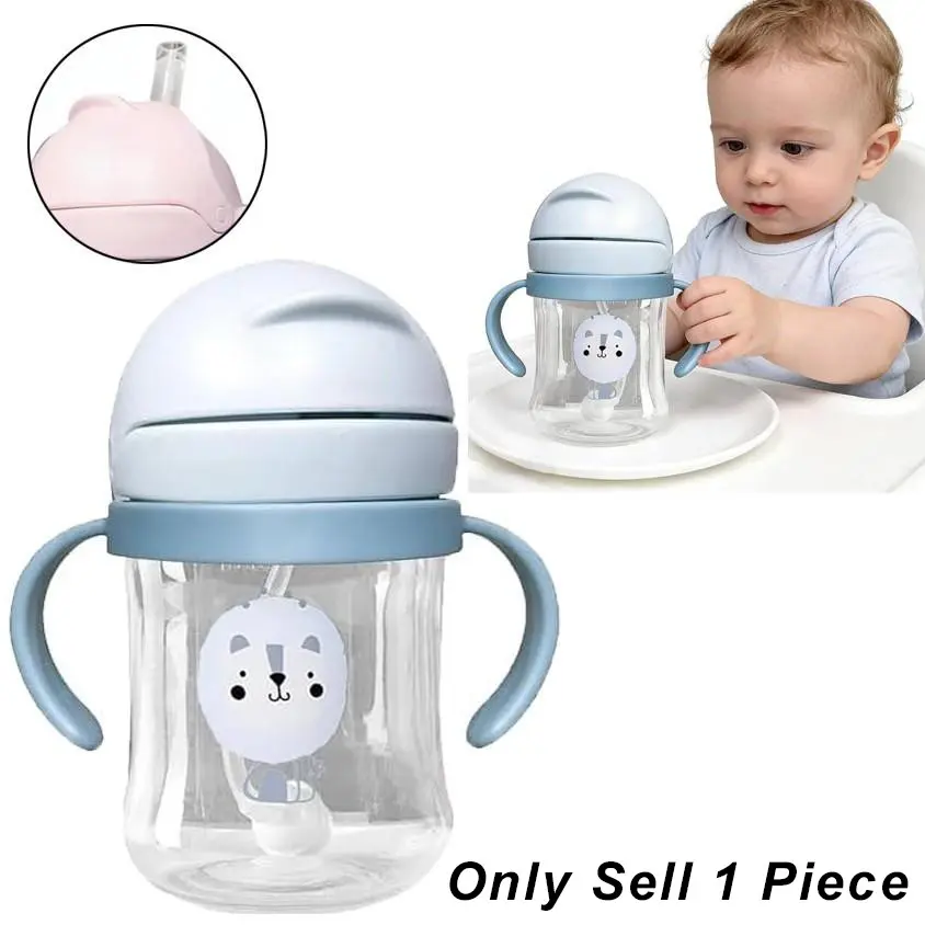 Anti-Drip Baby Feeding Water Bottle, Weighted Straw and Handle, BPA-Free Sippy Cup, First Training Cup, Ideal Gift for Newborn Babies, Toddler Cup with Straw