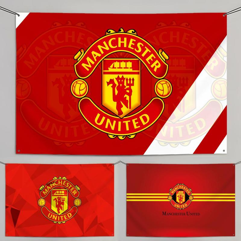 Famous Team M-Manchester U-United Flags European Minimalist Banner - High-Density Premium Knit Fabric | Fade-Resistant Vivid Colors | Lightweight & Durable Polyester Flag for Home Garden, Shop, & Events | Easy to Hang