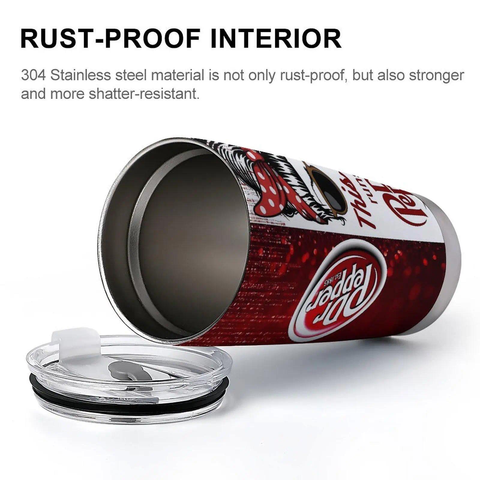 20oz Stainless Steel Insulated Water Bottle, 1 bottle, "This Girl Runs on Dr. Pepper" design, stainless steel insulated water bottle, stainless steel water jug, suitable for home, office, and school use.