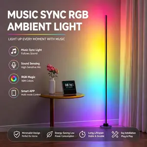 360° Standing LED Corner Lamp with Music Sync, Color Shift, Dual Control & Timer, 16M DIY Colors, Perfect for Living Room/Gaming Room, Smart RGB Floor Lamp summergarden
