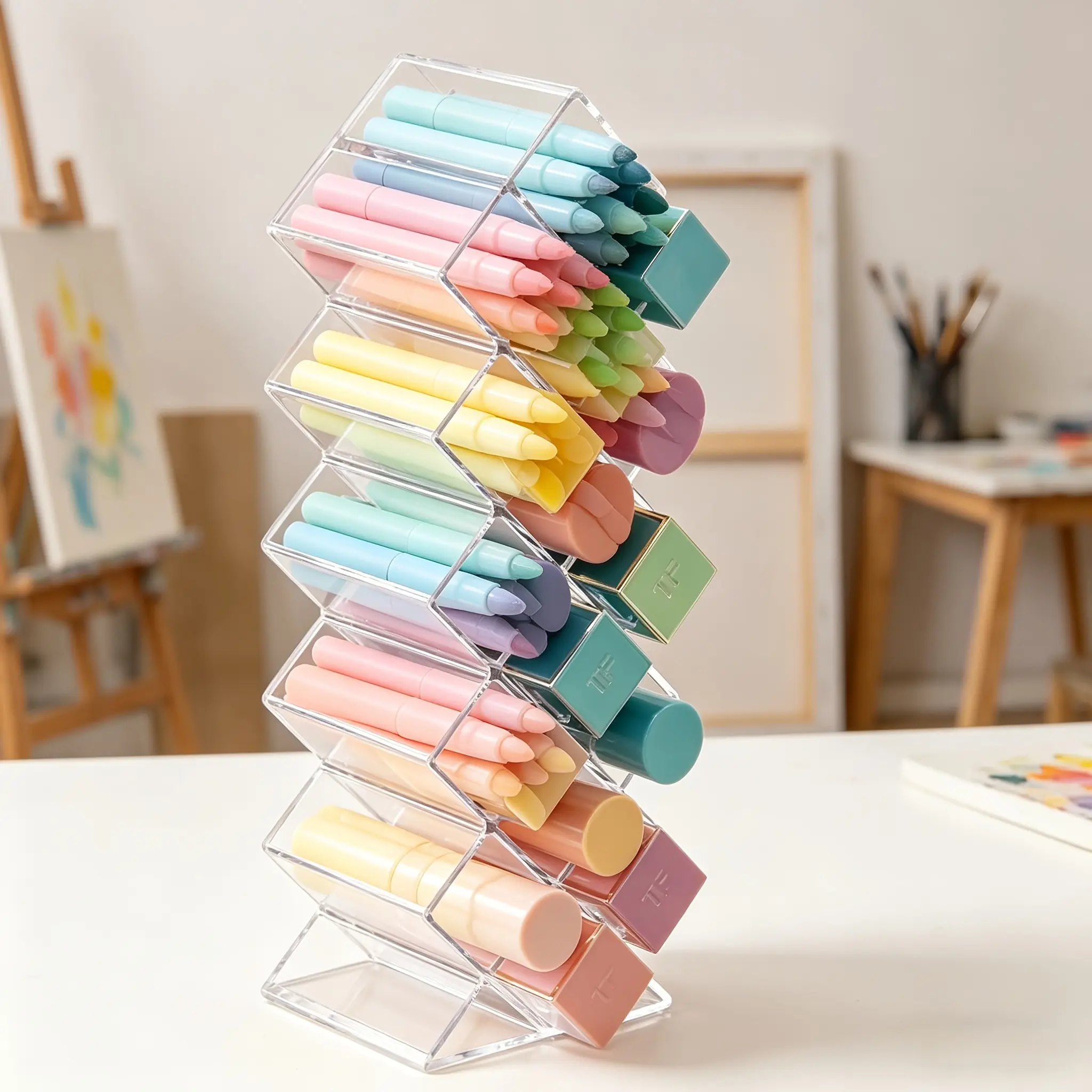 1 piece multi-functional transparent acrylic home cosmetic organizing box, fish-shaped vertical lipstick holder, storage box for lip gloss and lipsticks, multi-compartment display shelf
