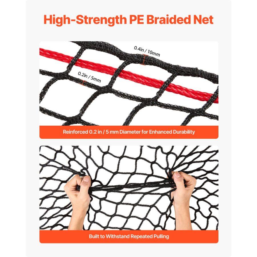 VEVOR Round Bale Hay Net, 5.91x 5.91x 5.91 ft, 1.65 inch Holes, PE Material, Knotless Design, with Zip Ties, Needle Shuttle, Repair Twine and Storage Bag, Slow Feeder Round Bale Net for Horses