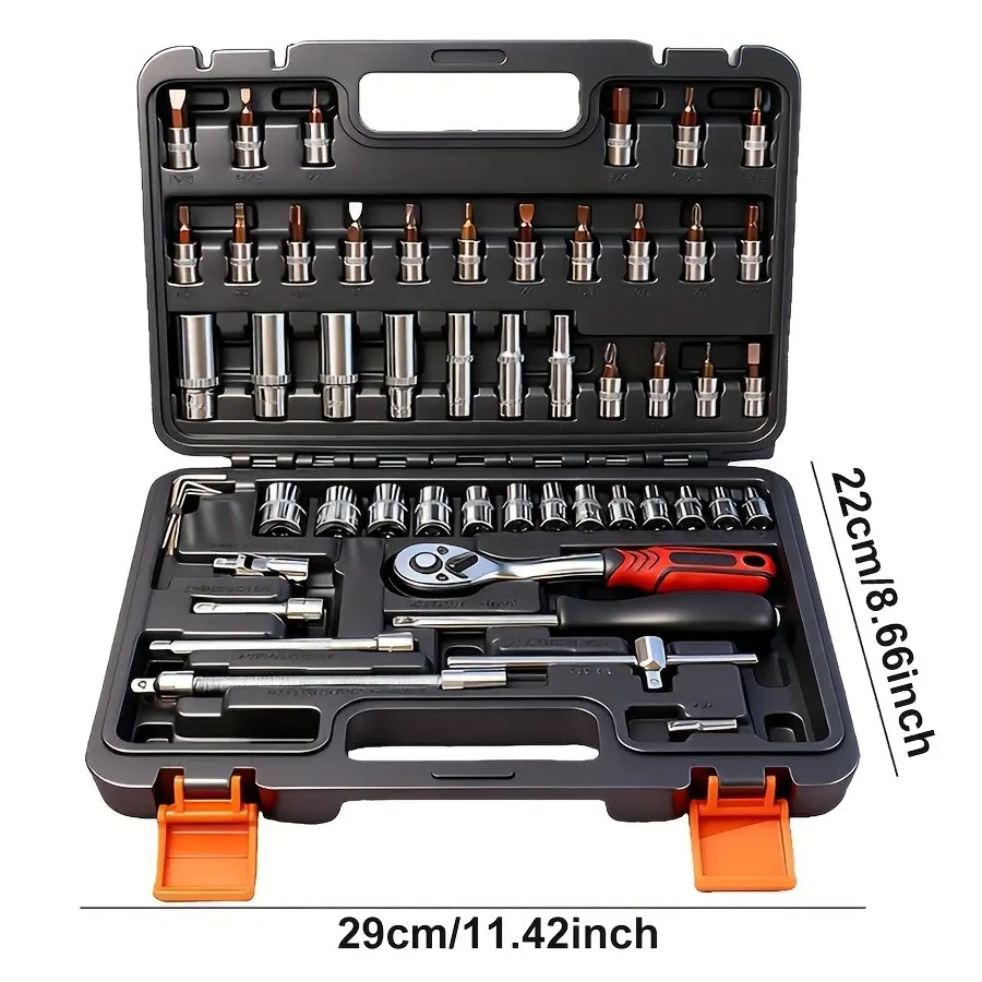899/52pcs Professional Tool Set, Multi-functional Toolbox, Portable Design, For Home And Car Repair, For Enthusiasts And Professionals, Gift For Friends, Local Shipping