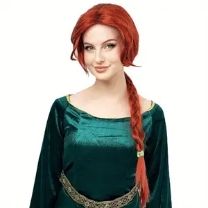 Women's Super Long Fiery Red Braid Synthetic Costume Wig - Ogre Princess Role-Playing, Halloween Party Fairy Tale Outfit Accessory