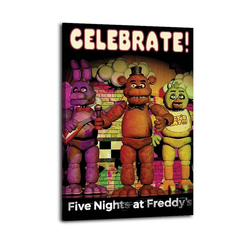 Five Nights at Freddy's Poster Canvas Wall Art Home Decorative Prints Fade-Resistant Canvas Print Various Size for Home Gym Office Wall Decor