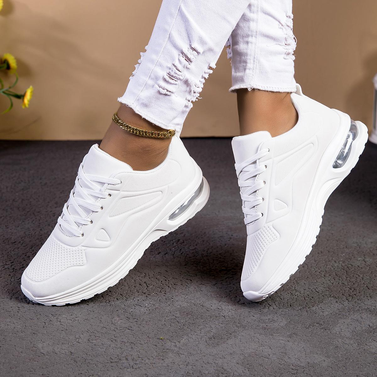 Women's Fashion Cushion Running Shoes - Shock Absorbing Breathable Lace-up Sneakers with Ergonomic Design, Women's Casual Sports Shoes, Non-Durable Wear-resistant Structure, Women's Fashion Low-top All-season Outdoor Walking Shoes, Cushion Shoes.