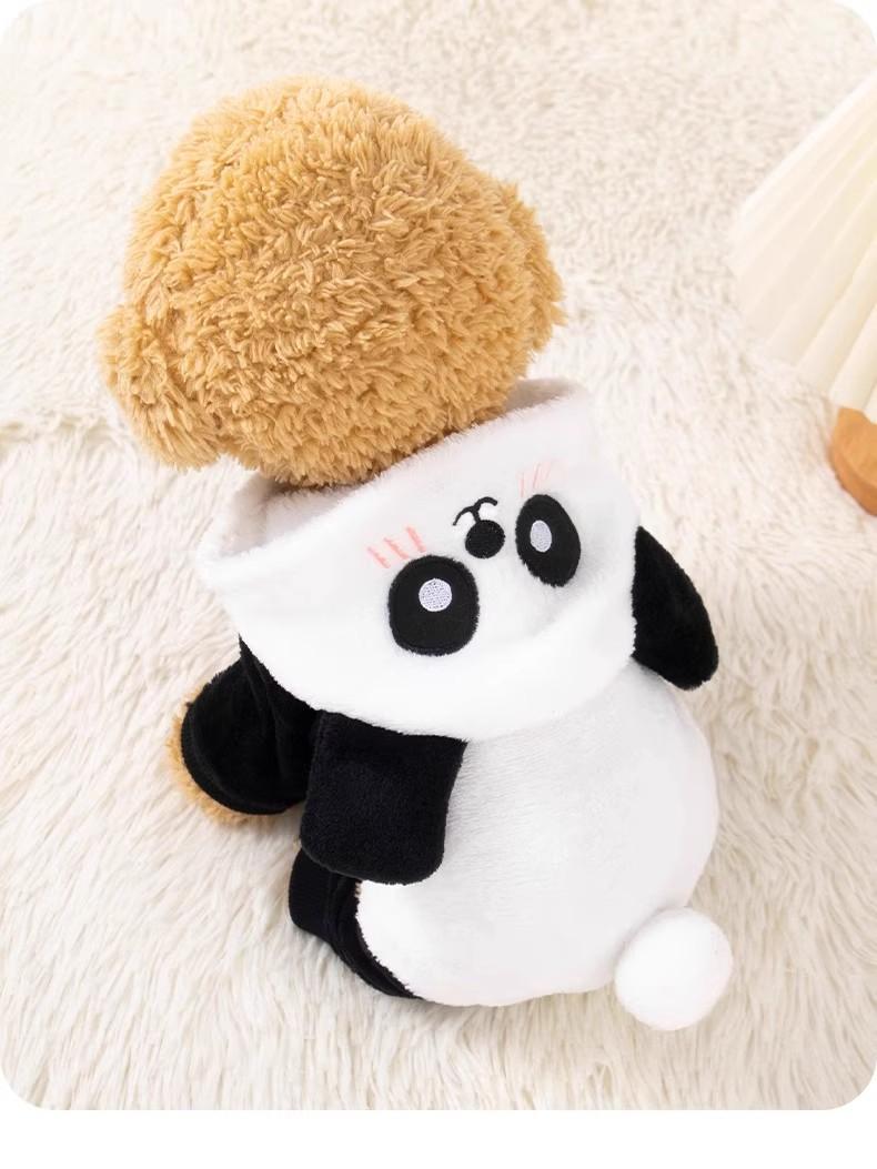2026 New Thick Cotton Adorable Panda Print Non-Woven Pet Hoodie - Insulated, Warm, Comfortable, Windproof 4-Legged Coat for Small Dogs (Bichons), S Size Universal Autumn-Winter Dog & Cat Sweater, Insulation
