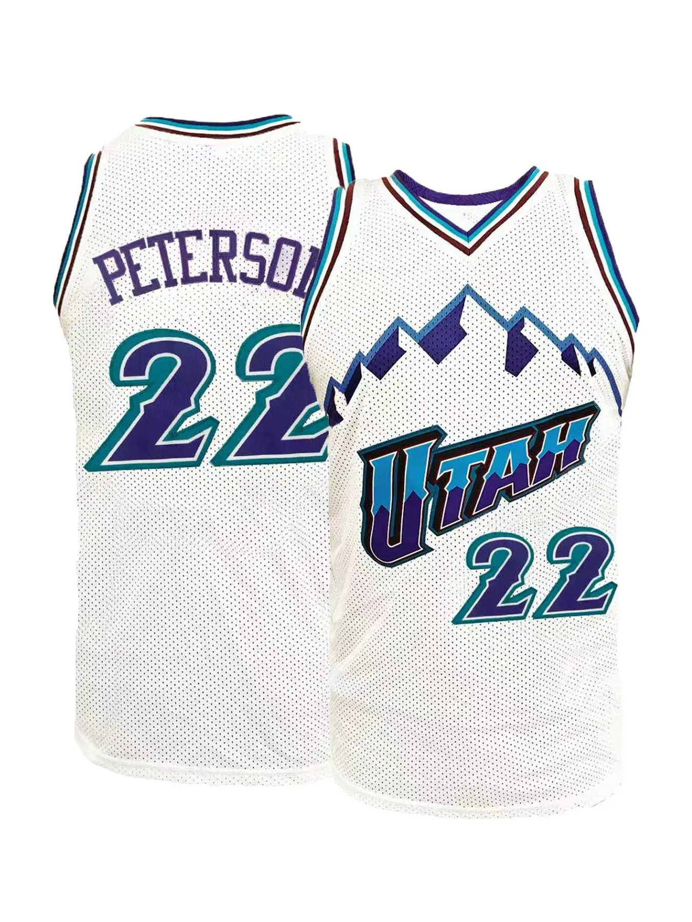Men's Utah City Basketball Jersey, Number 22 Vintage Mountain Graphic Breathable Mesh Athletic Tank Top, 90s Throwback Sports Shirt for Basketball Fans Training & Streetwear