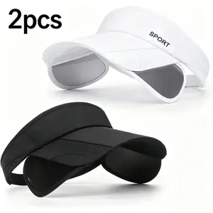 Women's 2-Pack Wide Brim Golf Visor Cap, Adjustable Sun Visor for Outdoor Sports