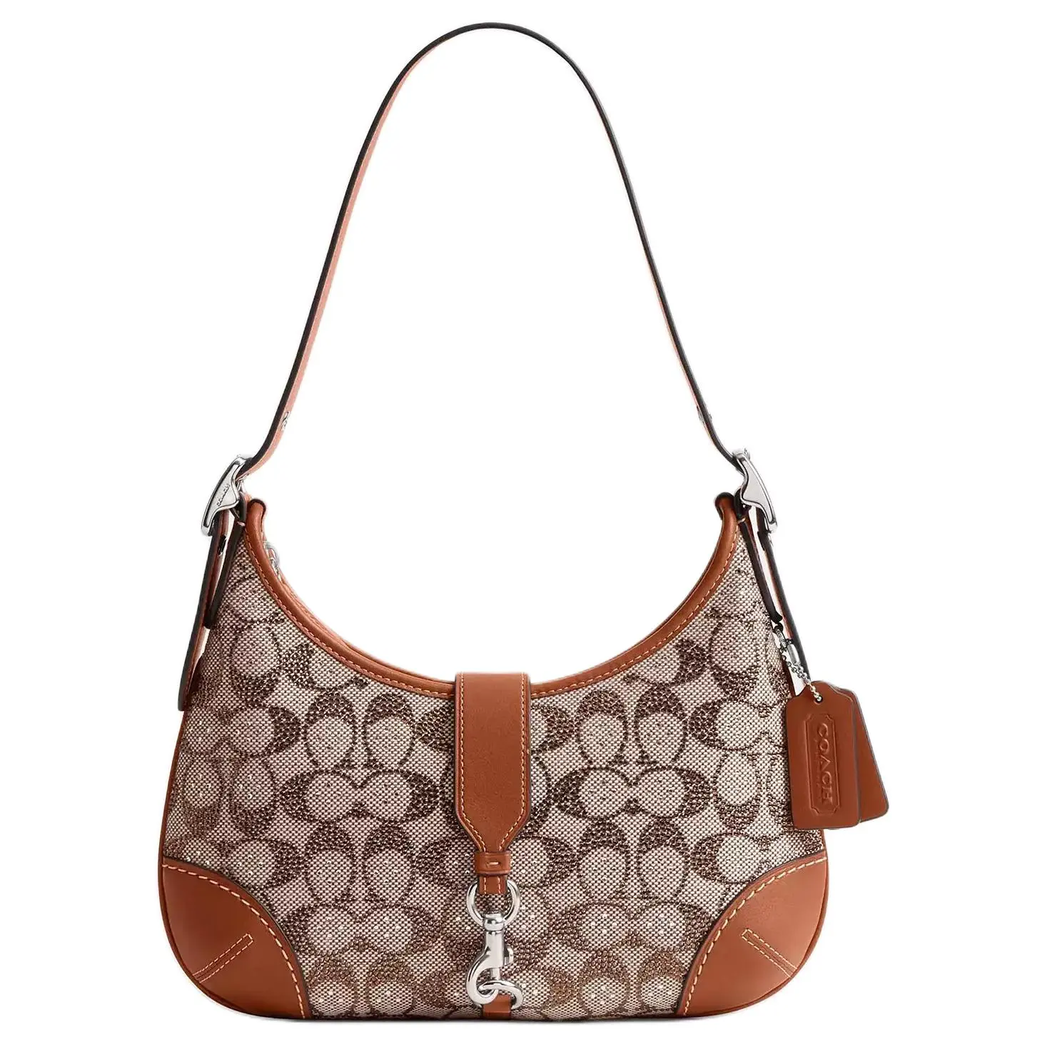 COACH Hamptons 27 Adjustable Handle Leather Hobo Bag for Women, Polished Amber