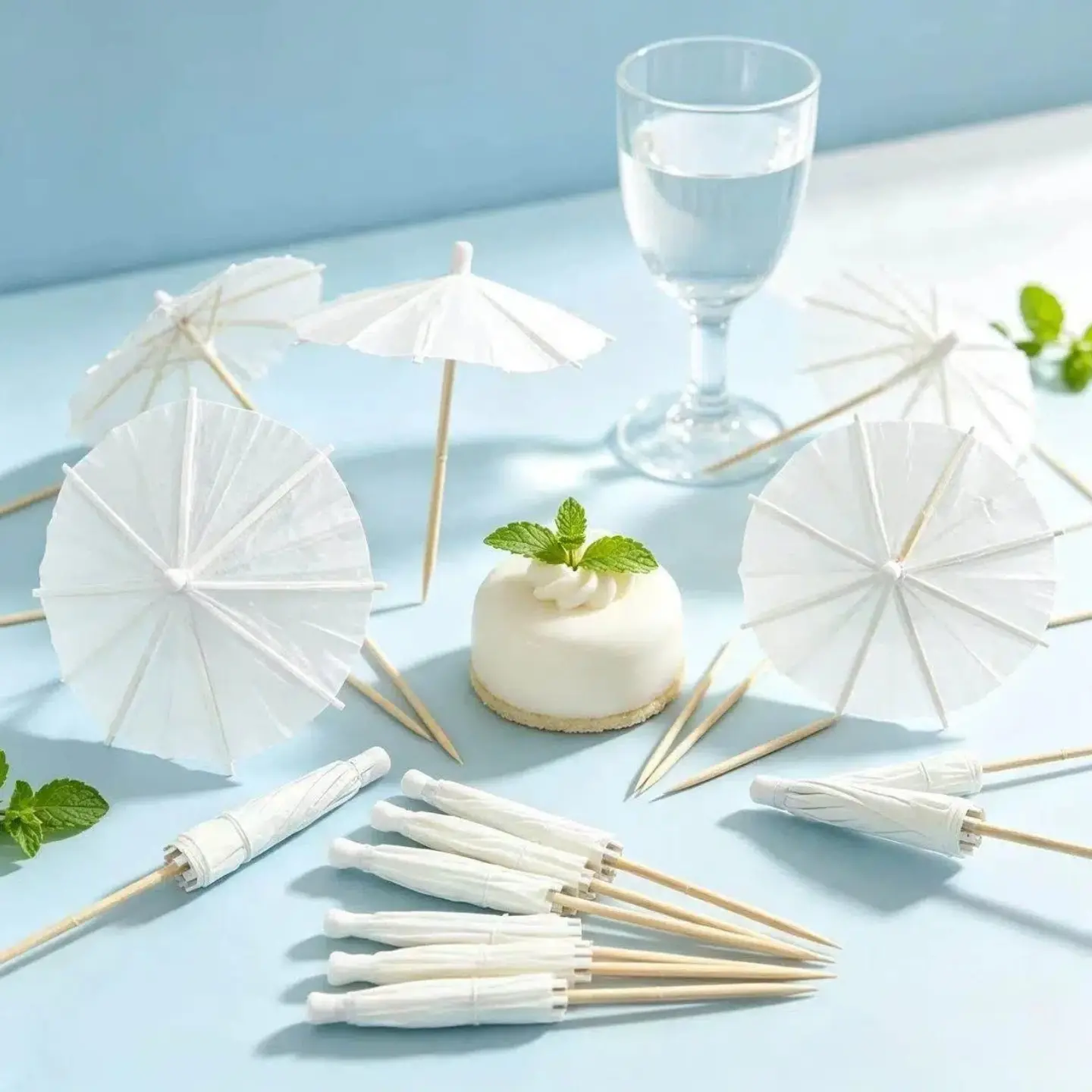 50 Pcs Disposable Decorative Picks, Creative Blank Paper Umbrella Design, DIY Cut & Paint, Eco-Friendly, Party Table Decorations
