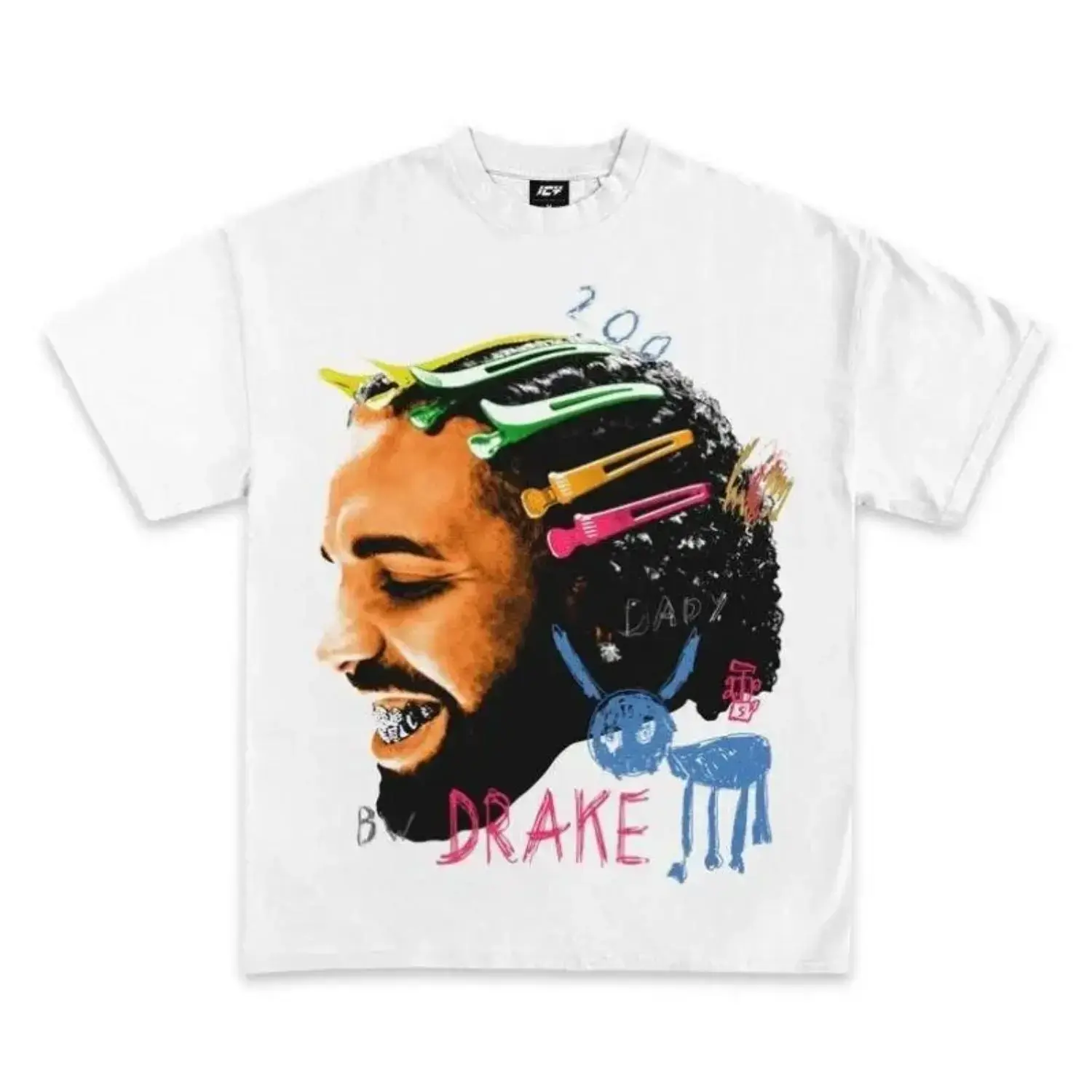 Drake Graphic Cotton T-Shirt - White Rap Concert Merch, Street Style Menswear, Soft, Matching Cargo Outfit Compatible, Hip Hop Top (Sizes S-5XL)