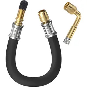 Tire Valve Extension, 8.25 Inch Flexible Tire Valve Extenders, 90 Degree Schrader Valve Adapter, Tire Valve Stem Extension, Universal Flexible Tire Valve Cars Rv Truck Motorcycle Bike Scooter