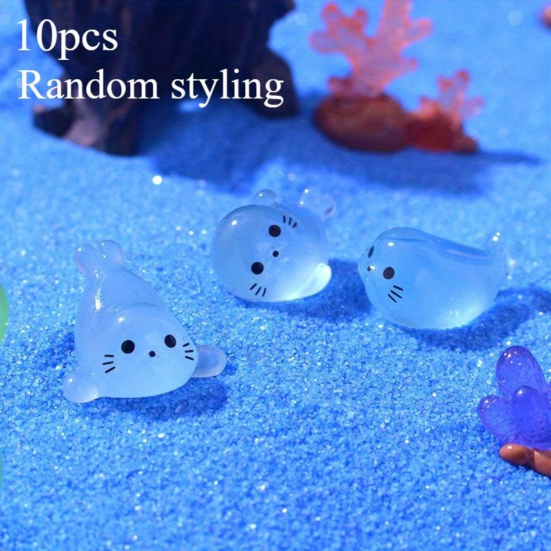 Glowing Mini Seal Resin Figurines Set, Creative Desktop Home Decor, Random Cute Cartoon Animal Models, Perfect Gift Idea, Cute Collectible Figurines