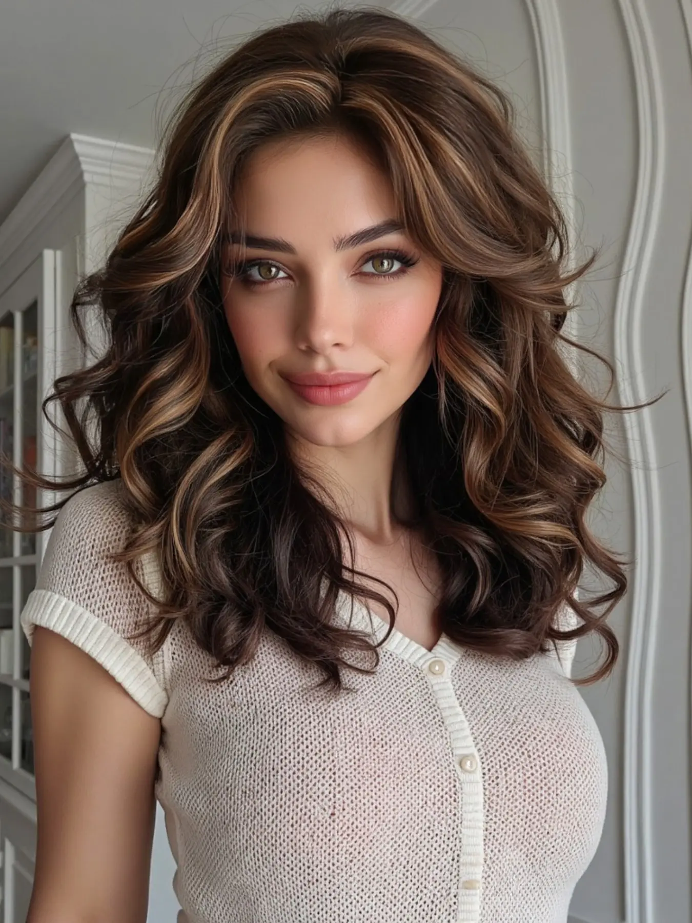 TOPSHE 13x4 New T-Part Glueless Synthetic Lace Wig, 18 Inch Shoulder Length, Highlight Blonde, Soft Roots, Lightweight and Easy to Wear, Versatile for Women's Daily Fashion Looks