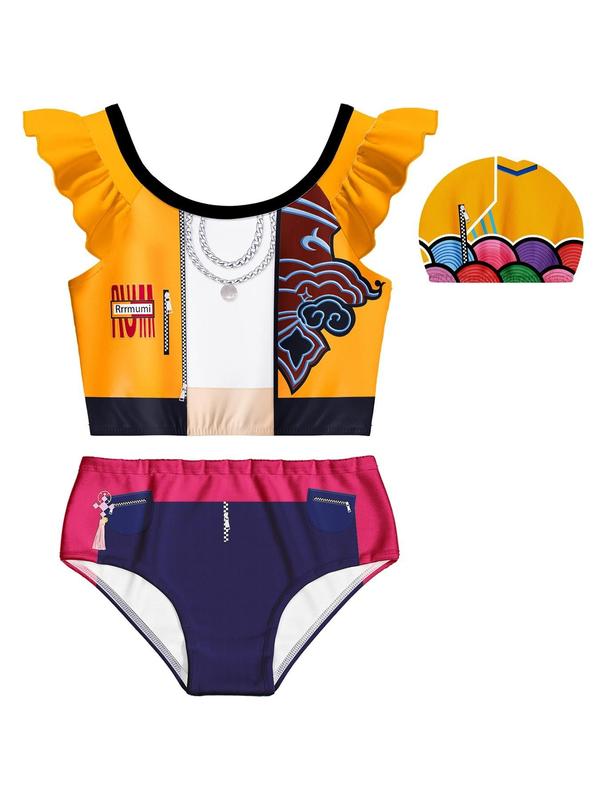 Kpop Demon Hunters Rumi Mira Zoey Costume Girl Swimsuit Set, 3-Piece Swimwear, Spring Summer Fashion, Perfect Gift for Girls