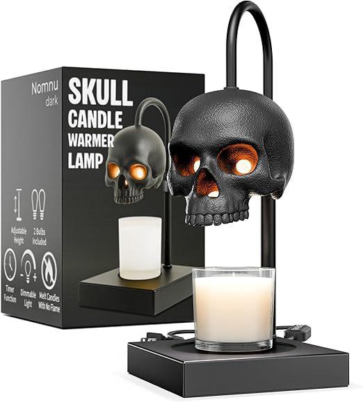 Skull Candle Warmer Lamp with Timer & Dimmer – Adjustable Height Gothic Candle Lamp (Candles Not Included)
