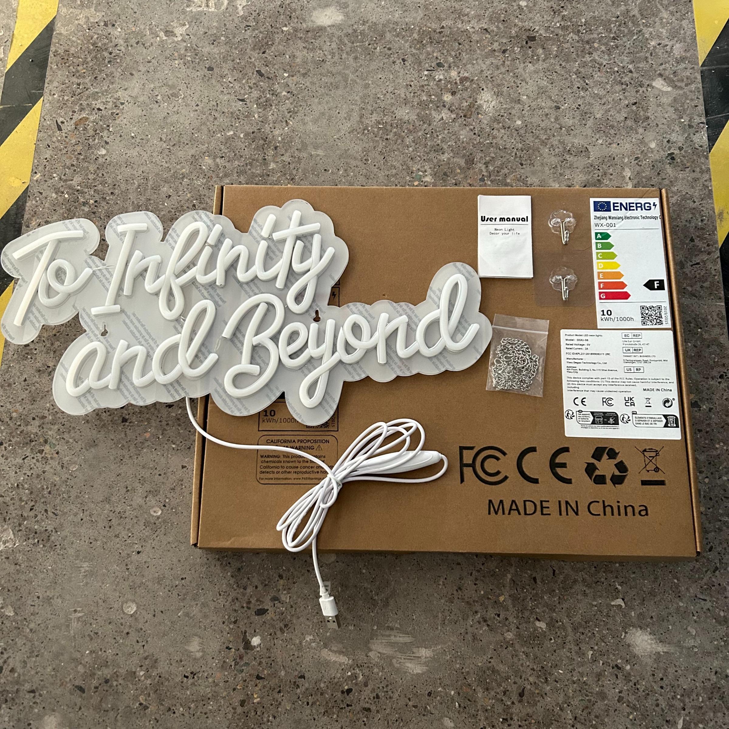 To Infinity & Beyond LED Display Stand, USB Powered Glowing Wall Mounted Home Lighting Decorative Lamp, Suitable for Gym, Stadium, Club