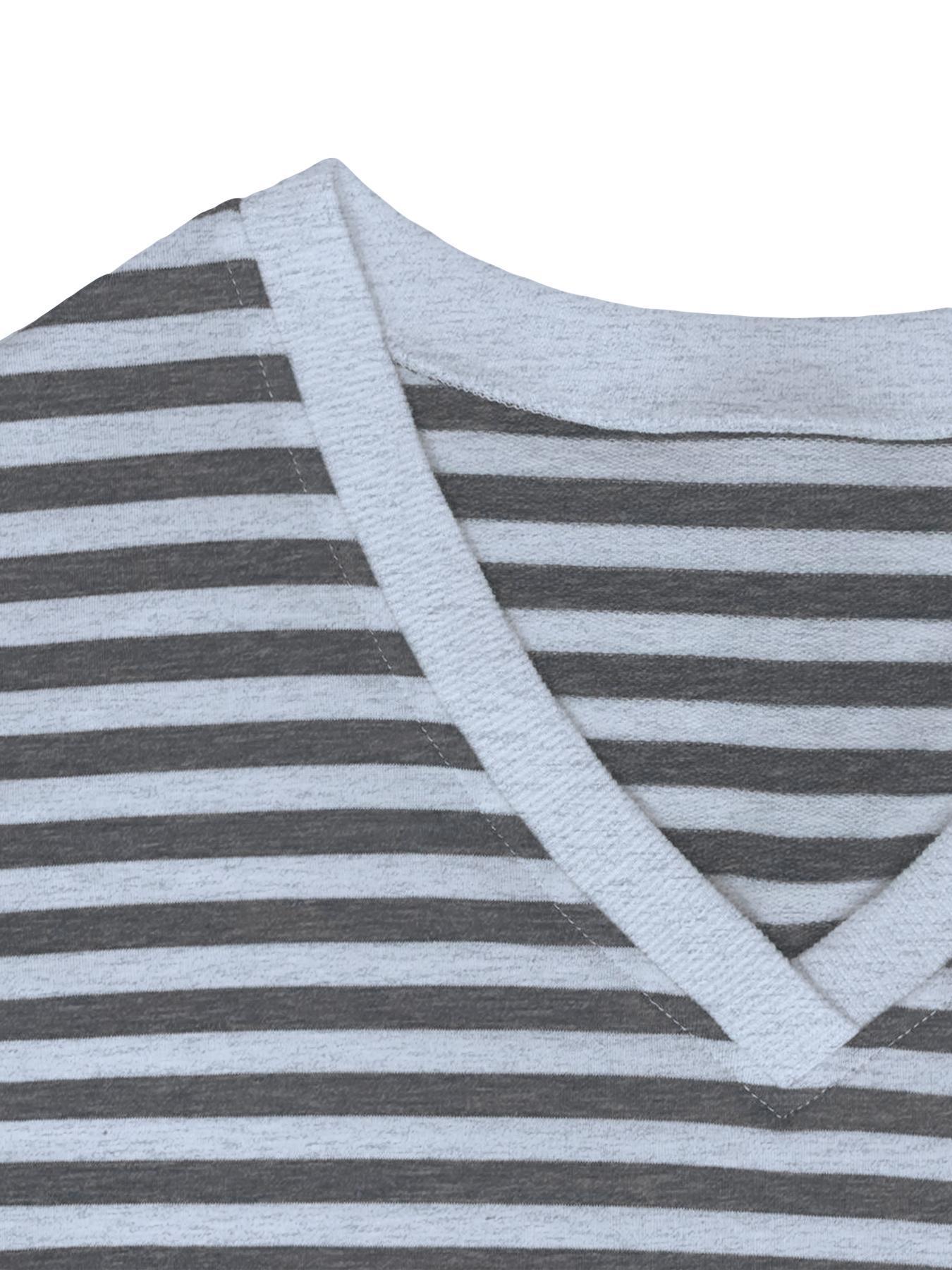 Women's Striped Print Long Sleeve Tee & High Waist Shorts Two-piece Set, Casual Round Neck Top & Shorts for Spring & Fall, Women's Clothes for Daily Wear